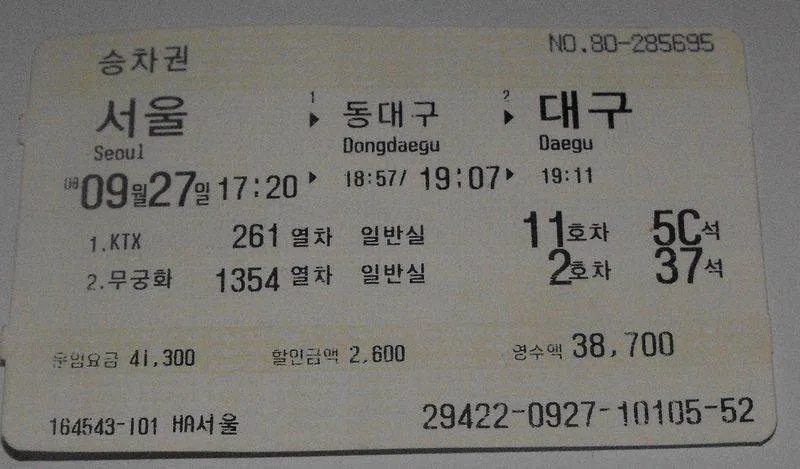 Getting around Korea: understanding bus / train tickets - Getting Around -