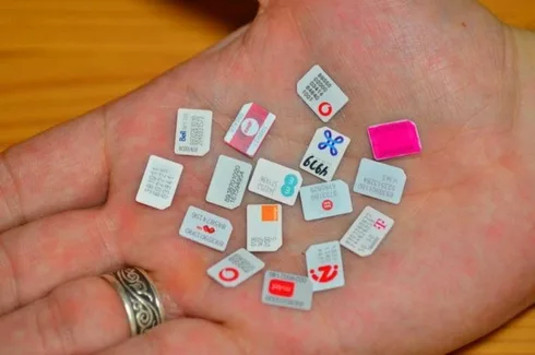 A handful of SIM cards